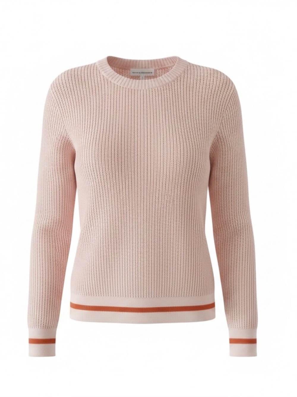 White + Warren Blush Pink / Clementine Trim Organic Cotton & Cashmere Sweater